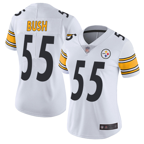 Women Pittsburgh Steelers Football #55 Limited White Devin Bush Road Vapor Untouchable Nike NFL Jersey